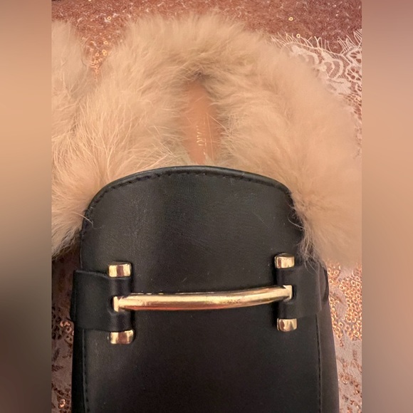 Black Ashley Stewart Mauve Tan Faux Fur Mules - Picture 3 of 15